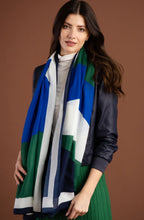 Royal Blue and Green Colour Wave Print Scarf