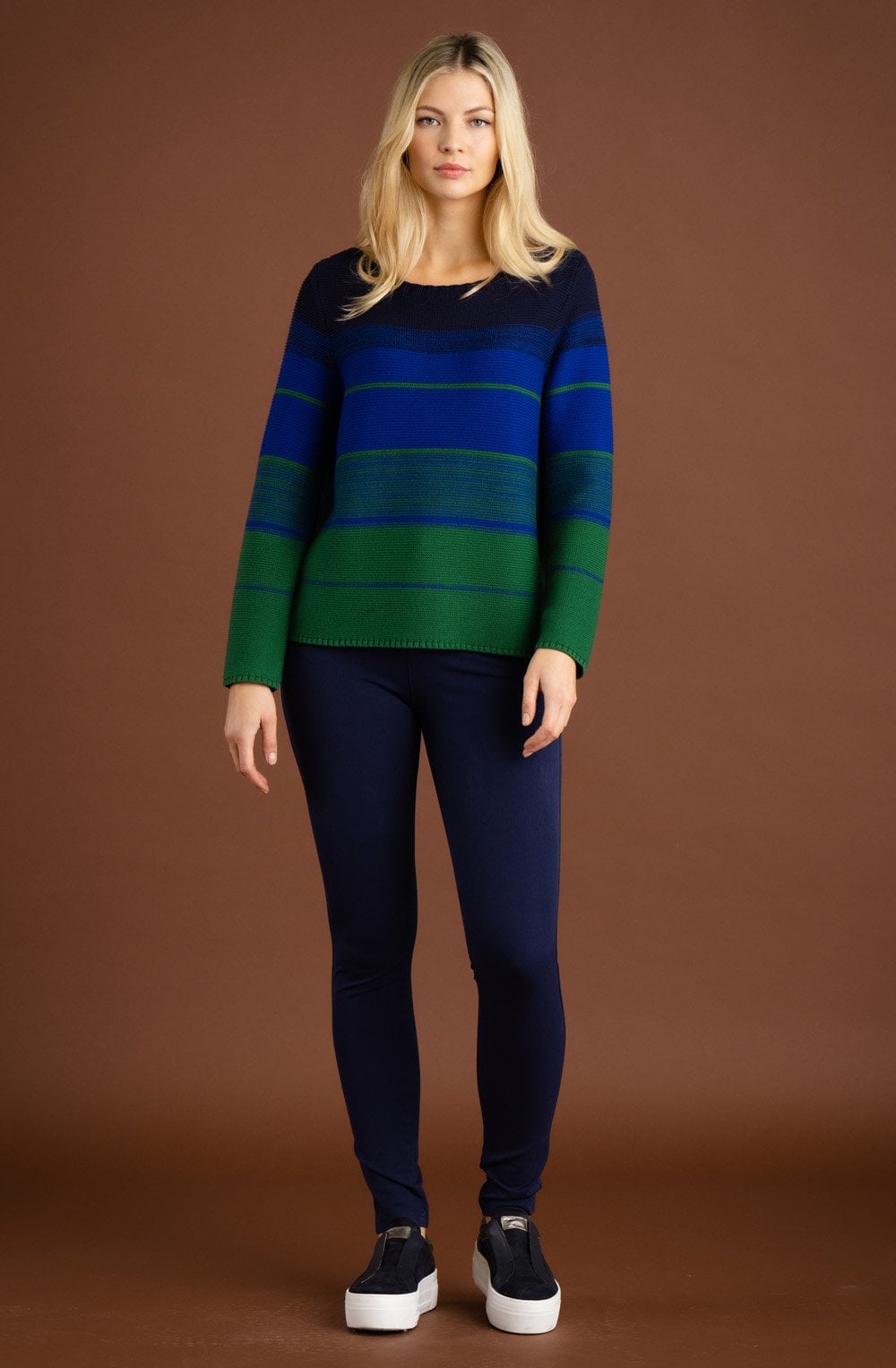 Royal Blue and Green Distorted Stripe Jumper