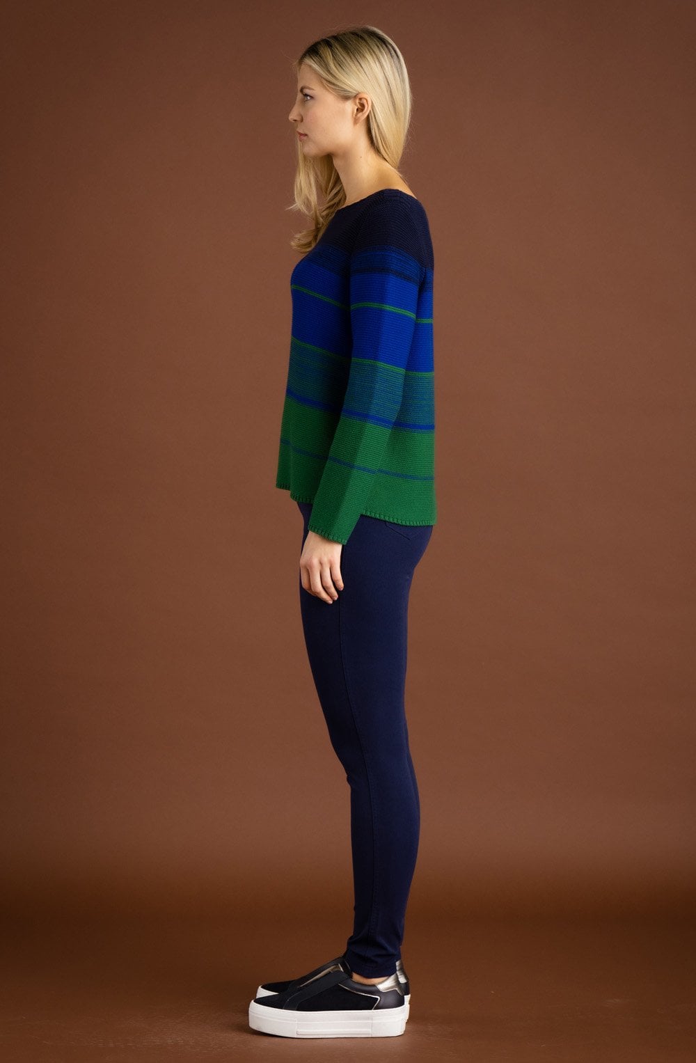 Royal Blue and Green Distorted Stripe Jumper