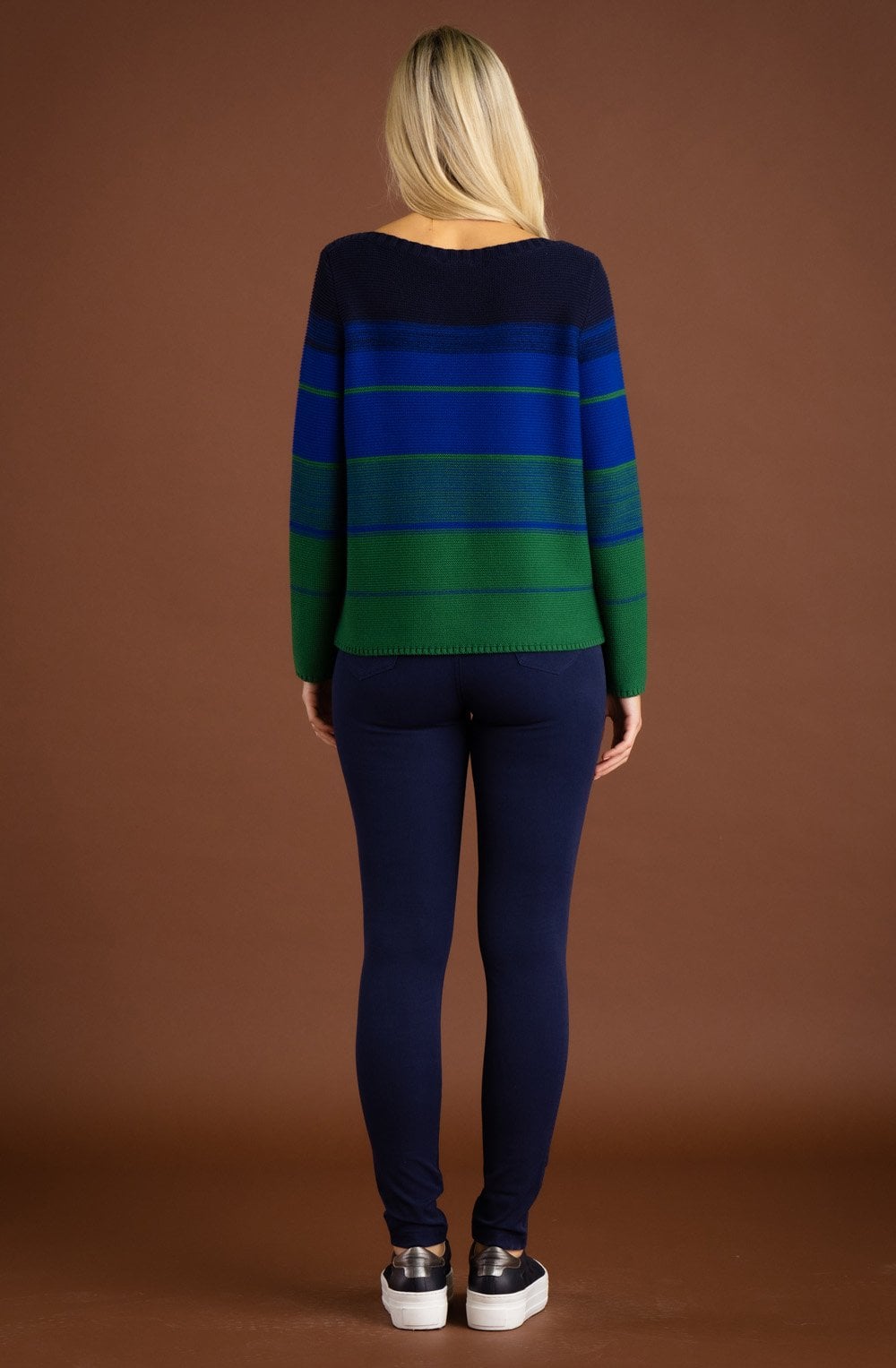 Royal Blue and Green Distorted Stripe Jumper