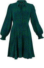 Royal Blue and Green Fit and Flare Dress