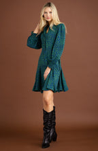 Royal Blue and Green Fit and Flare Dress