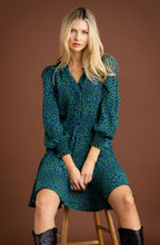 Royal Blue and Green Fit and Flare Dress