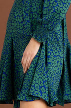 Royal Blue and Green Fit and Flare Dress