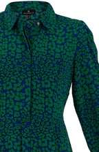 Royal Blue and Green Fit and Flare Dress