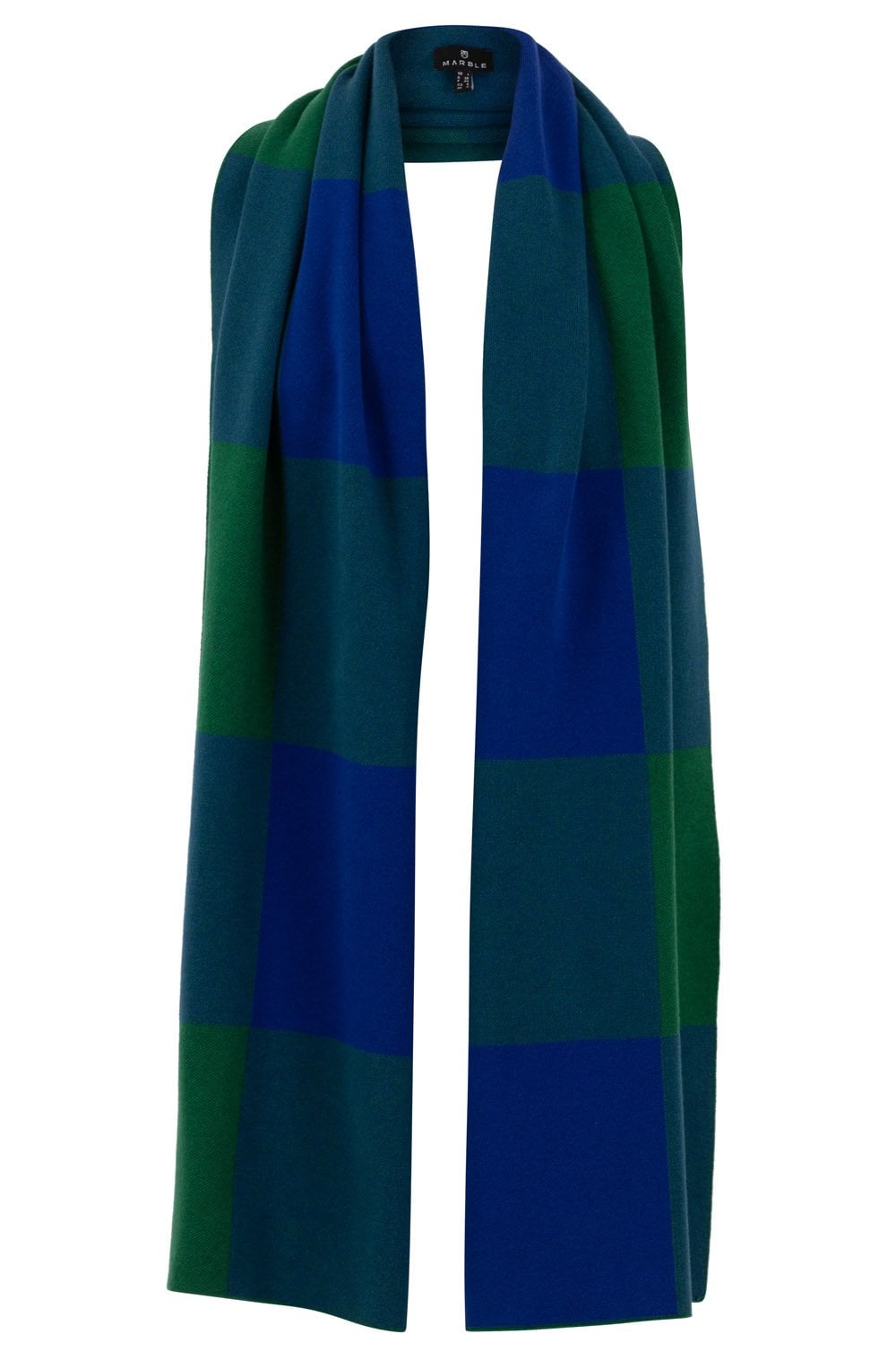 Royal Blue and Green Oversized Buffalo Check Scarf