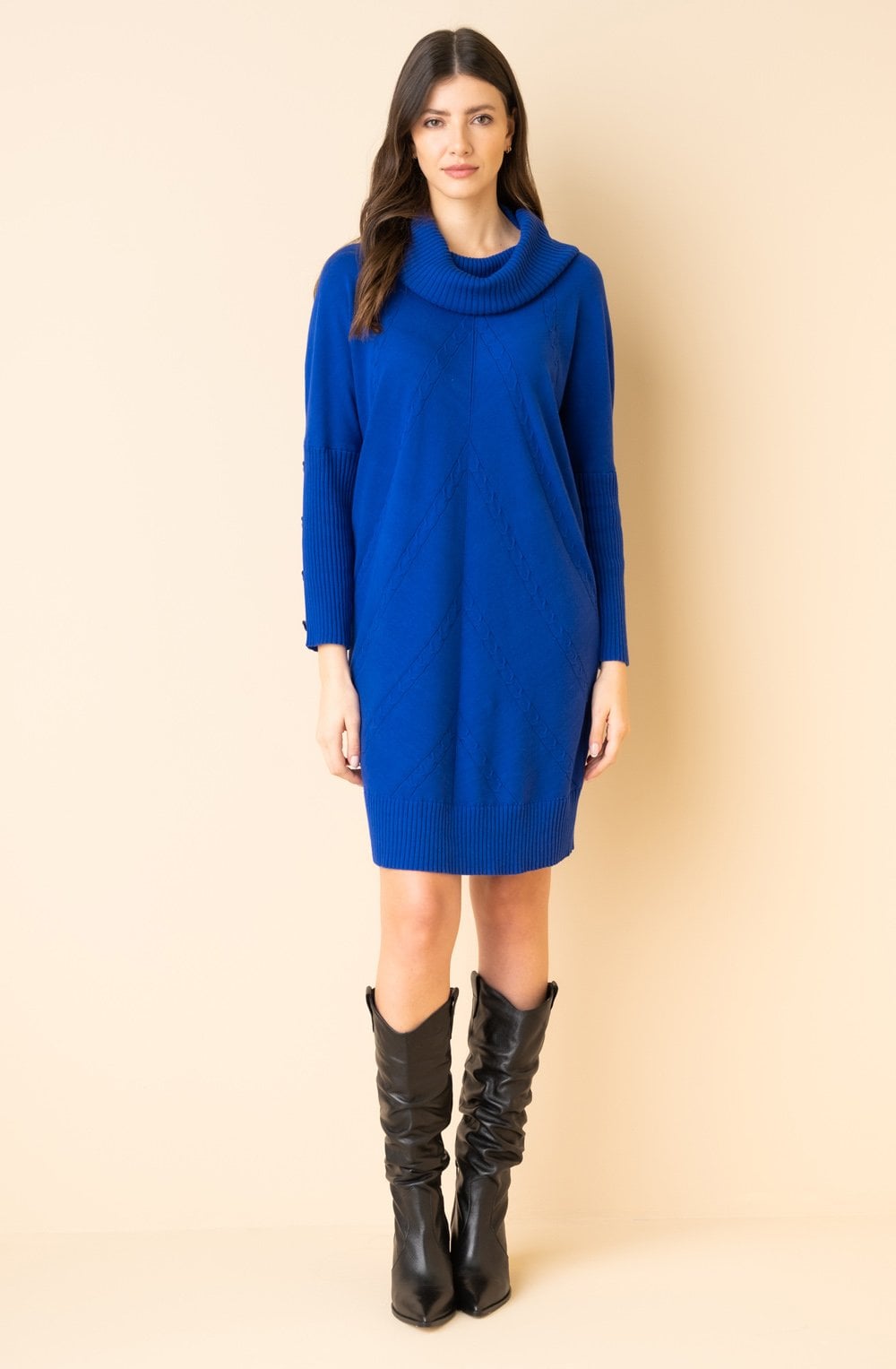 Royal Blue Cowl Neck Jumper Dress