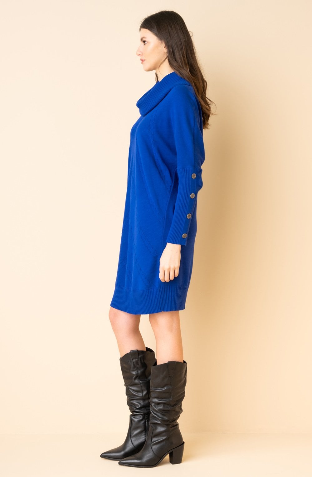 Royal Blue Cowl Neck Jumper Dress