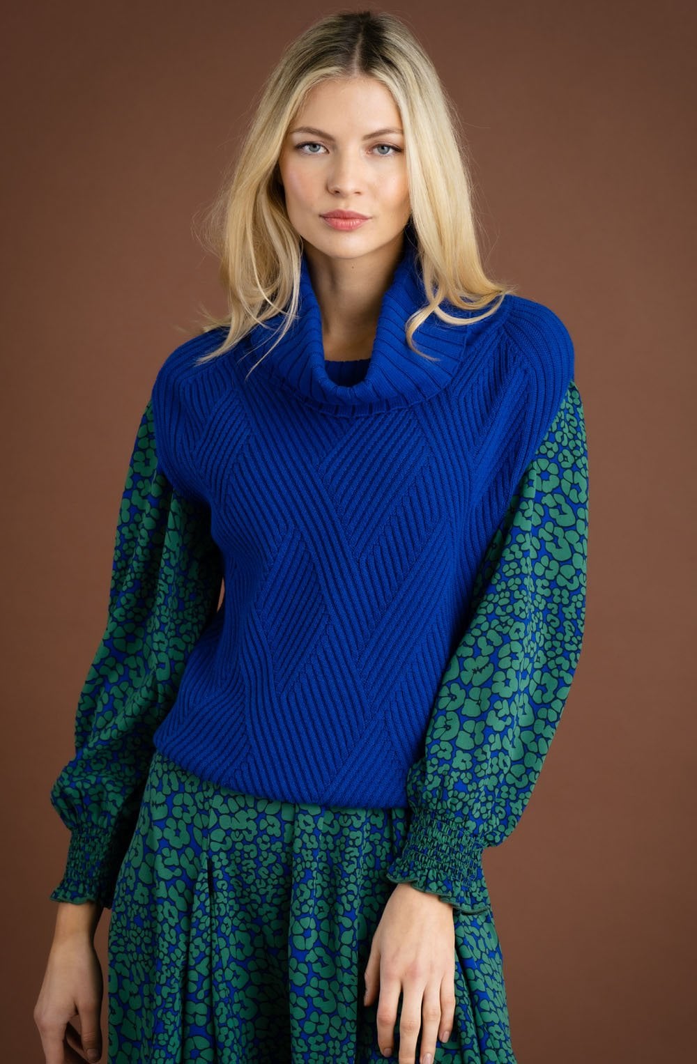 Royal Blue Cowl Neck Sleeveless Jumper