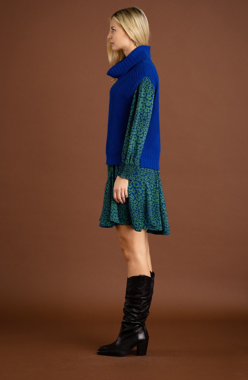 Royal Blue Cowl Neck Sleeveless Jumper