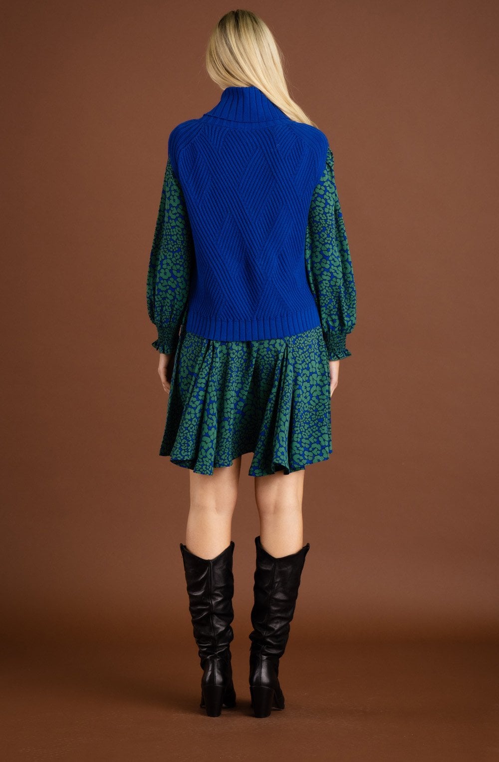 Royal Blue Cowl Neck Sleeveless Jumper