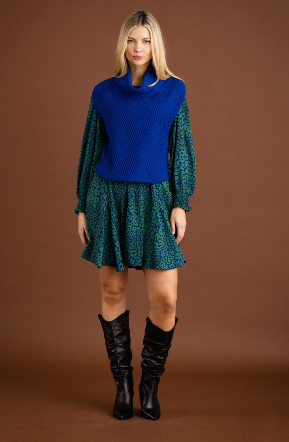 Royal Blue Cowl Neck Sleeveless Jumper
