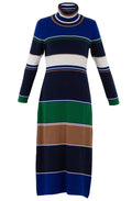 Royal Blue Knitted Maxi Dress With Removable Snood