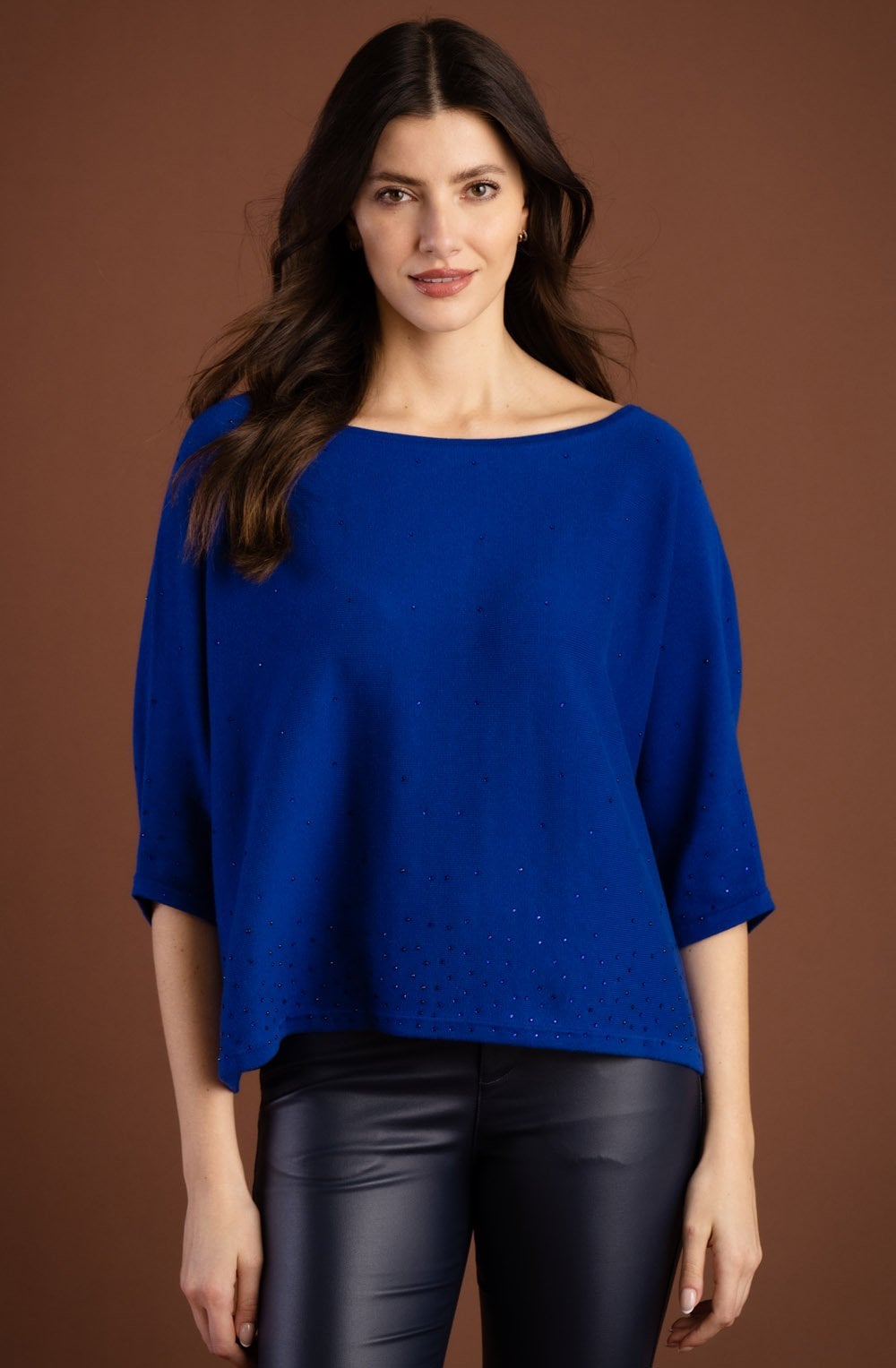 Royal Blue Scattered Sparkle Batwing Sweater
