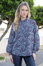 Sea Foam Abstract Print Silk Touch Blouse