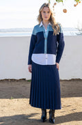 Sea Foam and Navy Colour Block Collared Cardigan