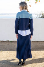 Sea Foam and Navy Colour Block Collared Cardigan