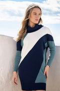 Sea Foam and Navy Oversized Knitted Dress