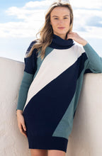 Sea Foam and Navy Oversized Knitted Dress