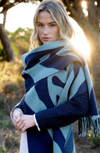 Sea Foam and Navy Oversized Scarf