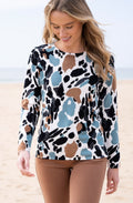 Sea Foam and Tobacco Abstract Print Jumper