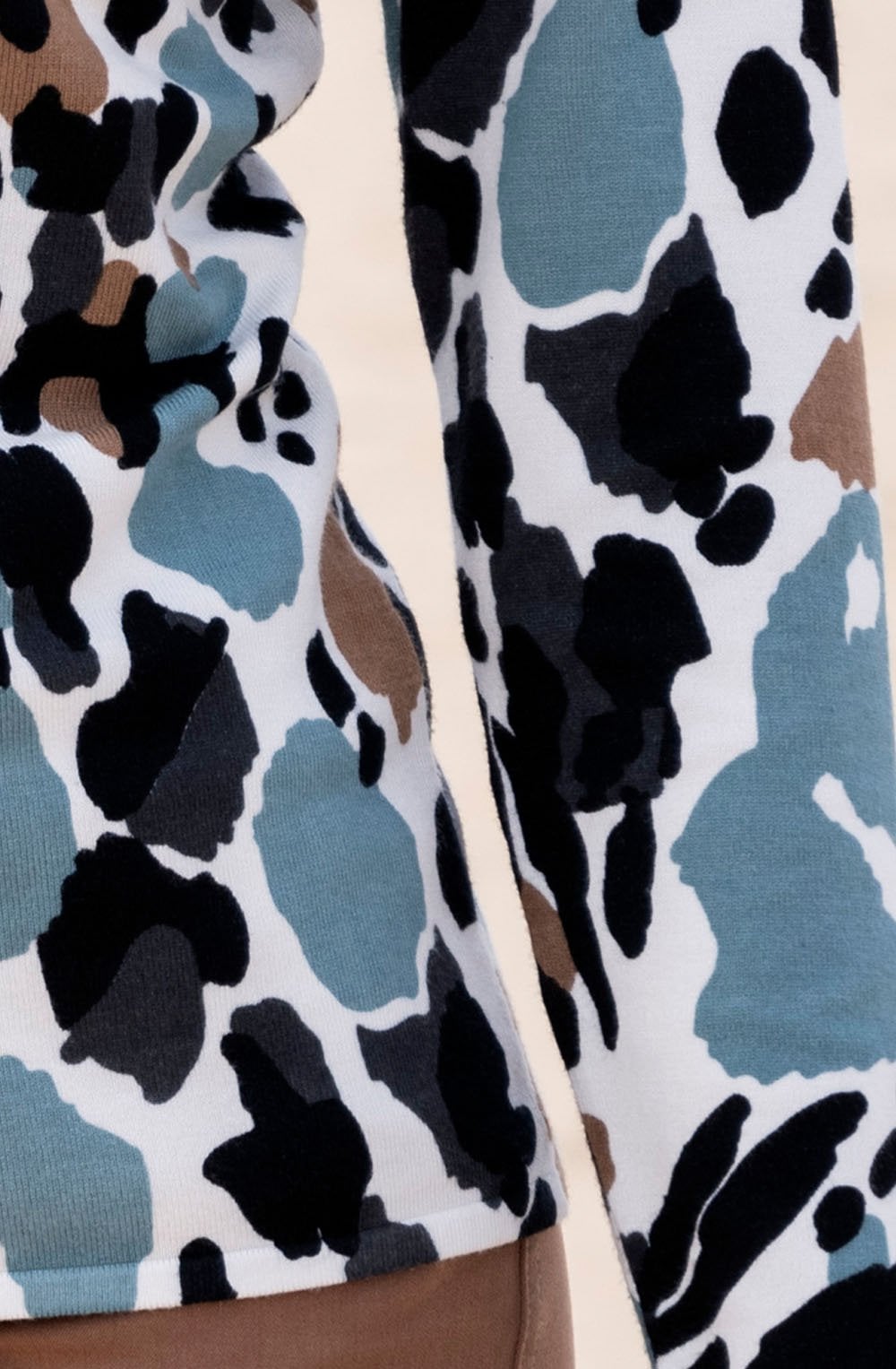 Sea Foam and Tobacco Abstract Print Jumper