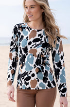 Sea Foam and Tobacco Abstract Print Jumper