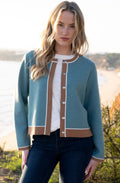 Sea Foam and Tobacco Concealed Button Cardigan