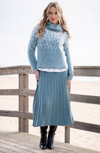 Sea Foam and White Feather Yarn Cowl Neck Jumper