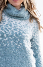 Sea Foam and White Feather Yarn Cowl Neck Jumper