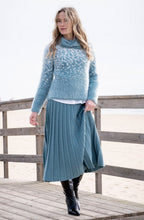 Sea Foam and White Feather Yarn Cowl Neck Jumper