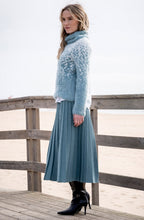 Sea Foam and White Feather Yarn Cowl Neck Jumper