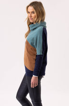 Sea Foam Colour Block Cowl Neck Jumper