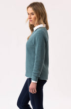Sea Foam Contrast Cable Knit Jumper