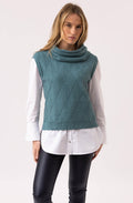 Sea Foam Cowl Neck Knitted Vest