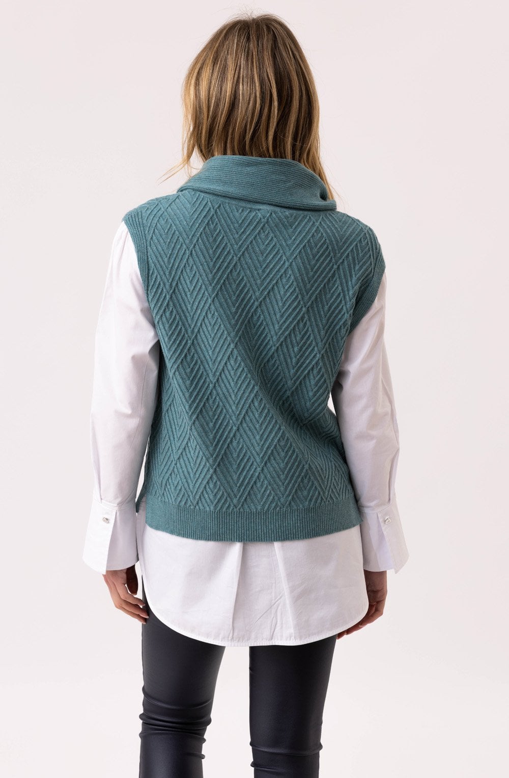 Sea Foam Cowl Neck Knitted Vest