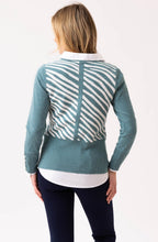 Sea Foam Diagonal Stripes and Colour Block Jumper