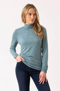 Sea Foam Jersey Polo Neck Top