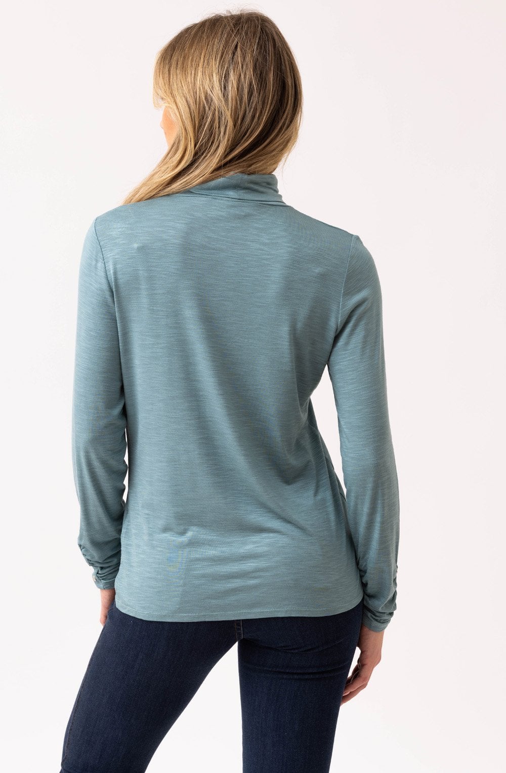 Sea Foam Jersey Polo Neck Top