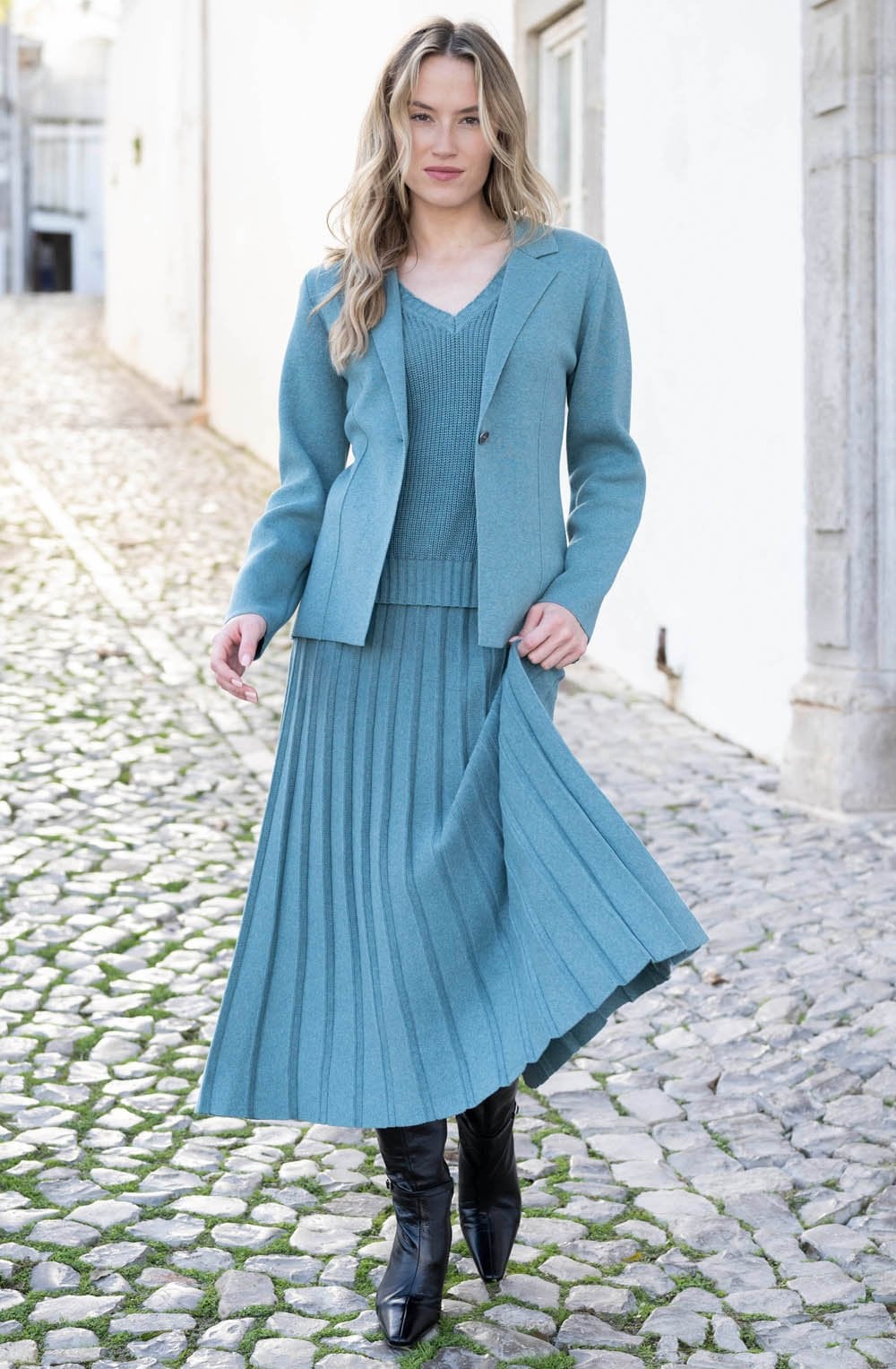 Sea Foam Knitted Blazer