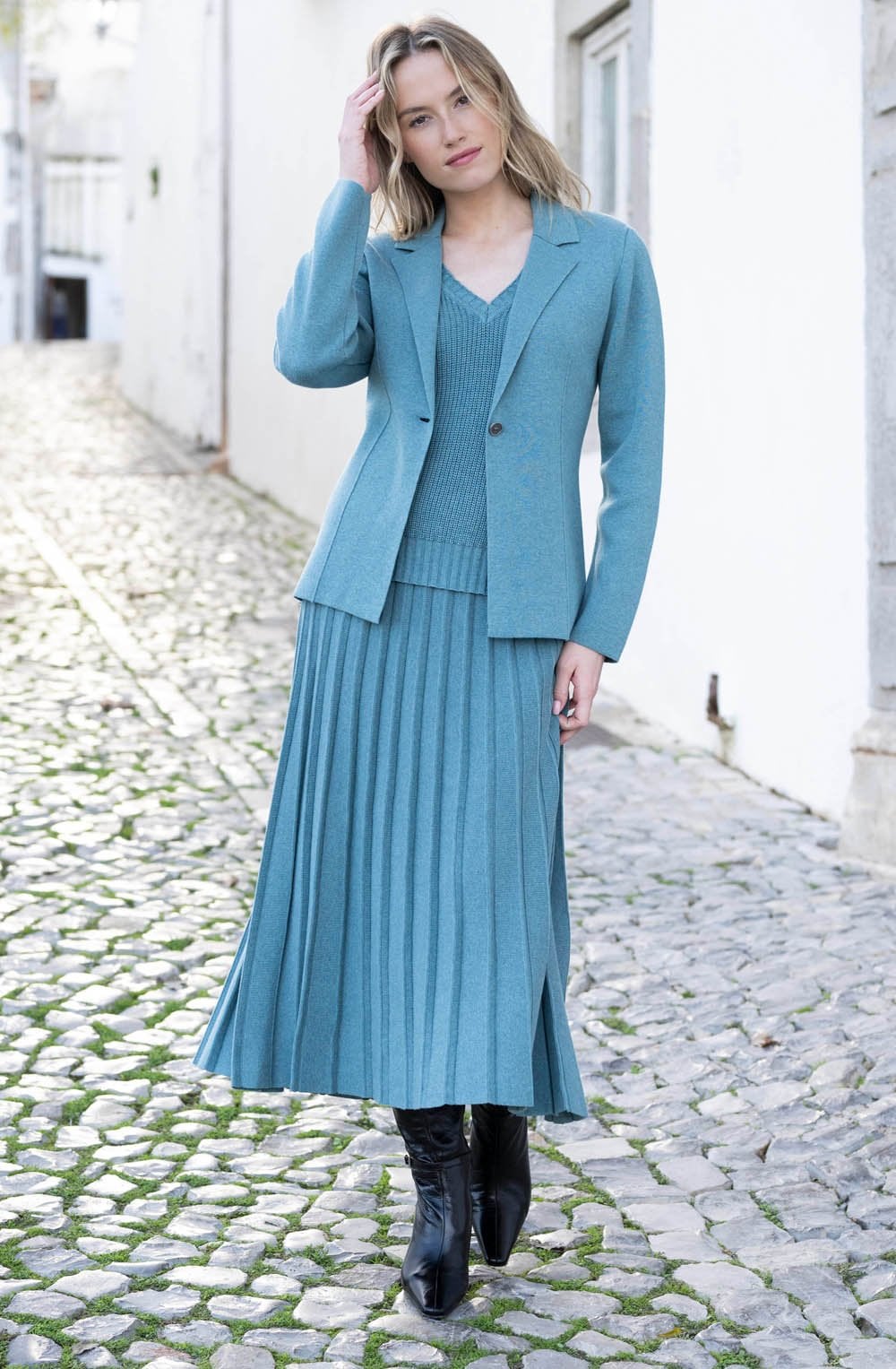 Sea Foam Knitted Blazer