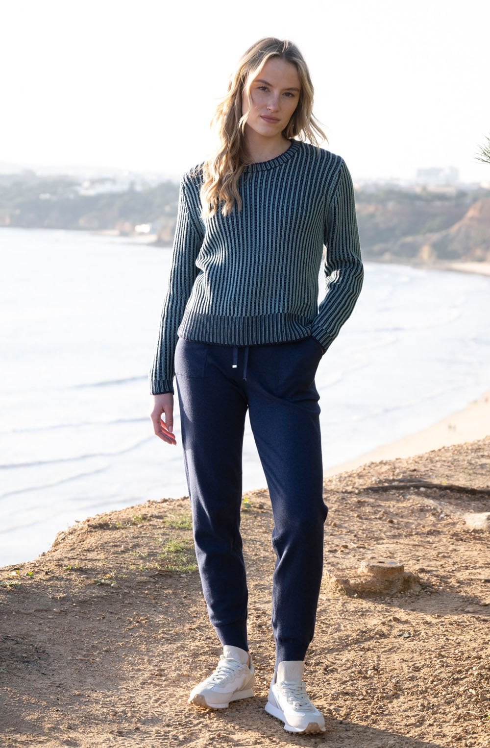 Sea Foam Ribbed Knit Removable Snood Jumper