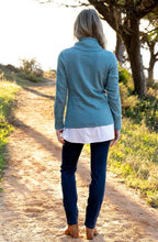Sea Foam Striped Cowl Neck Fitted Jumper