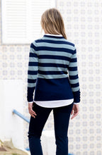 Sea Foam Striped V Neck Jumper