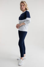 Silver Grey and Navy Abstract Stripe Relaxed Jumper