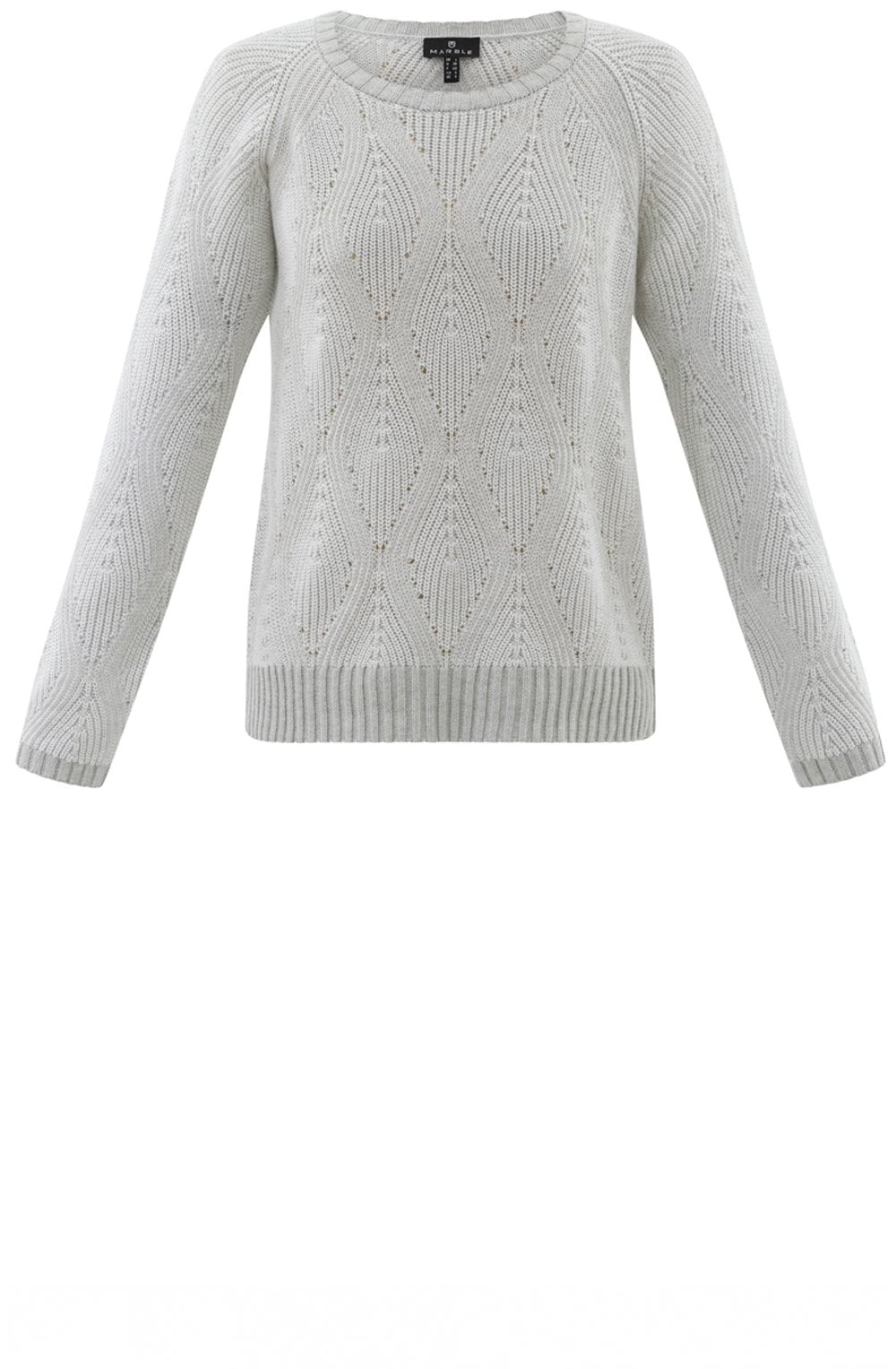 Silver Grey and White Patterned Cable Knit Jumper