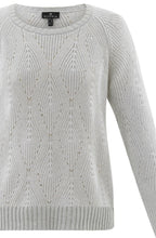 Silver Grey and White Patterned Cable Knit Jumper