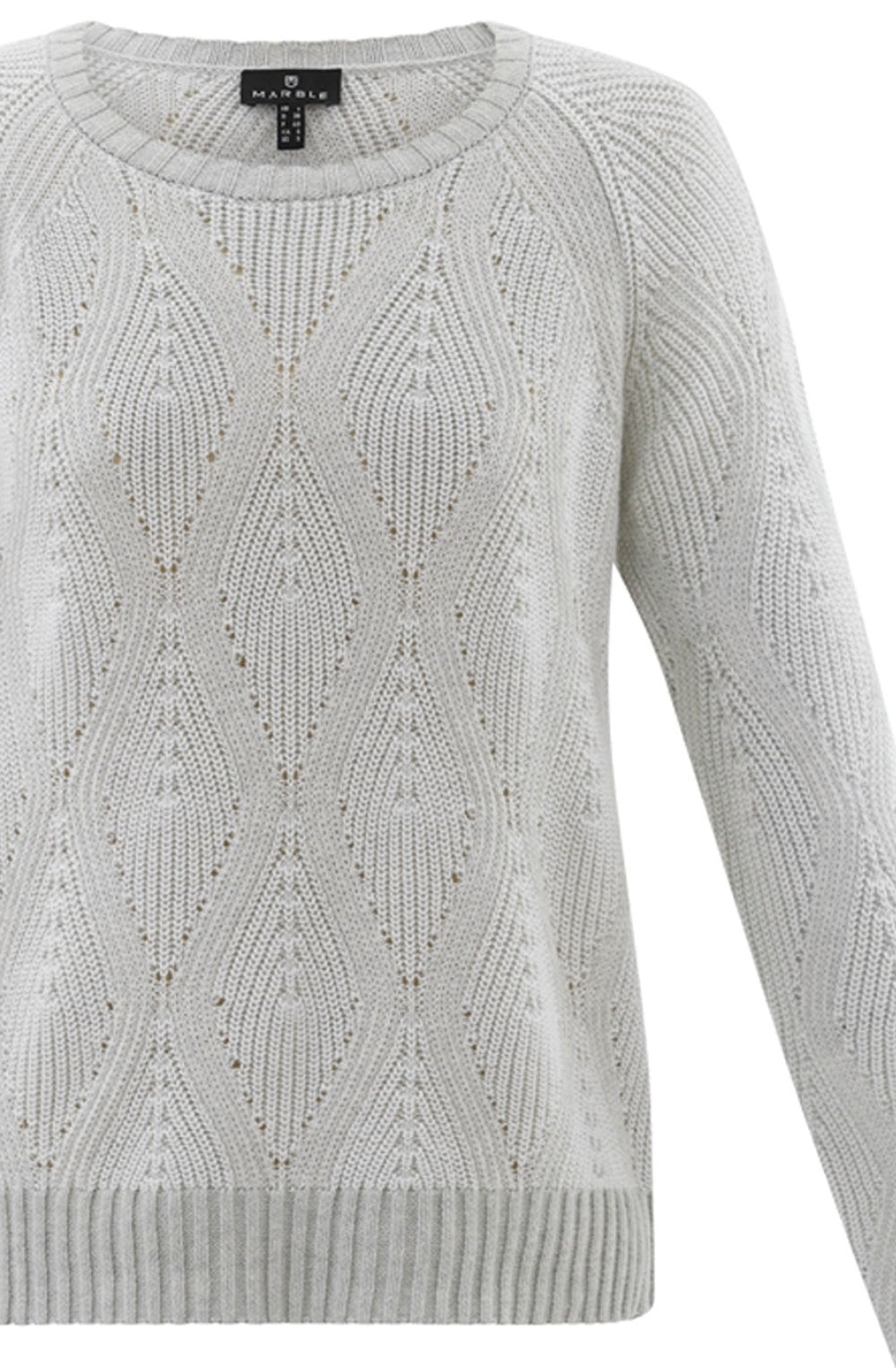 Silver Grey and White Patterned Cable Knit Jumper
