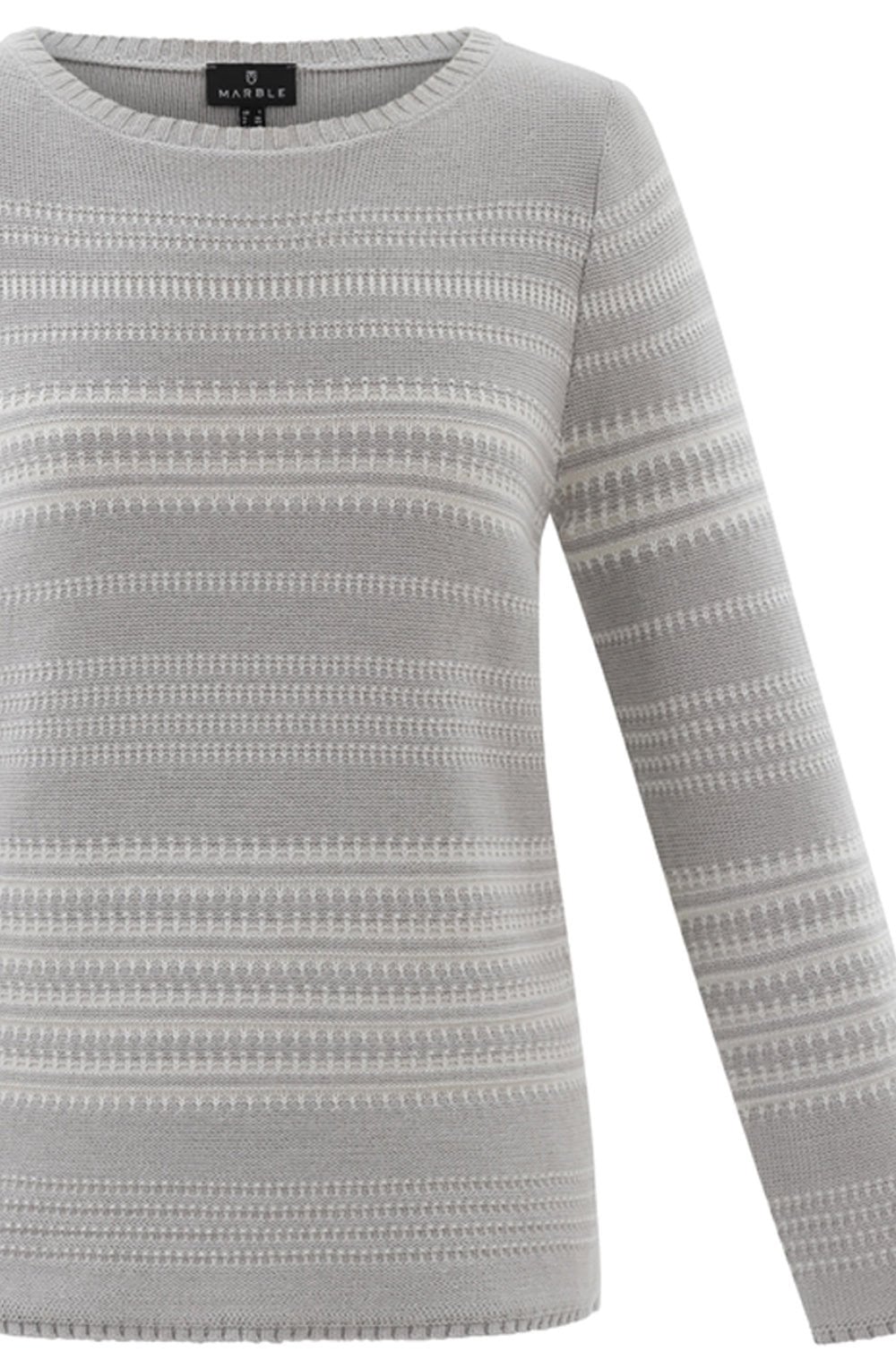 Silver Grey and White Patterned Stitch Jumper
