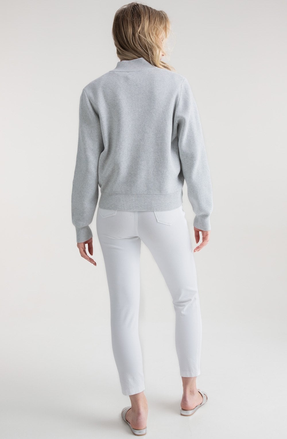 Silver Grey Bomber Style Cardigan